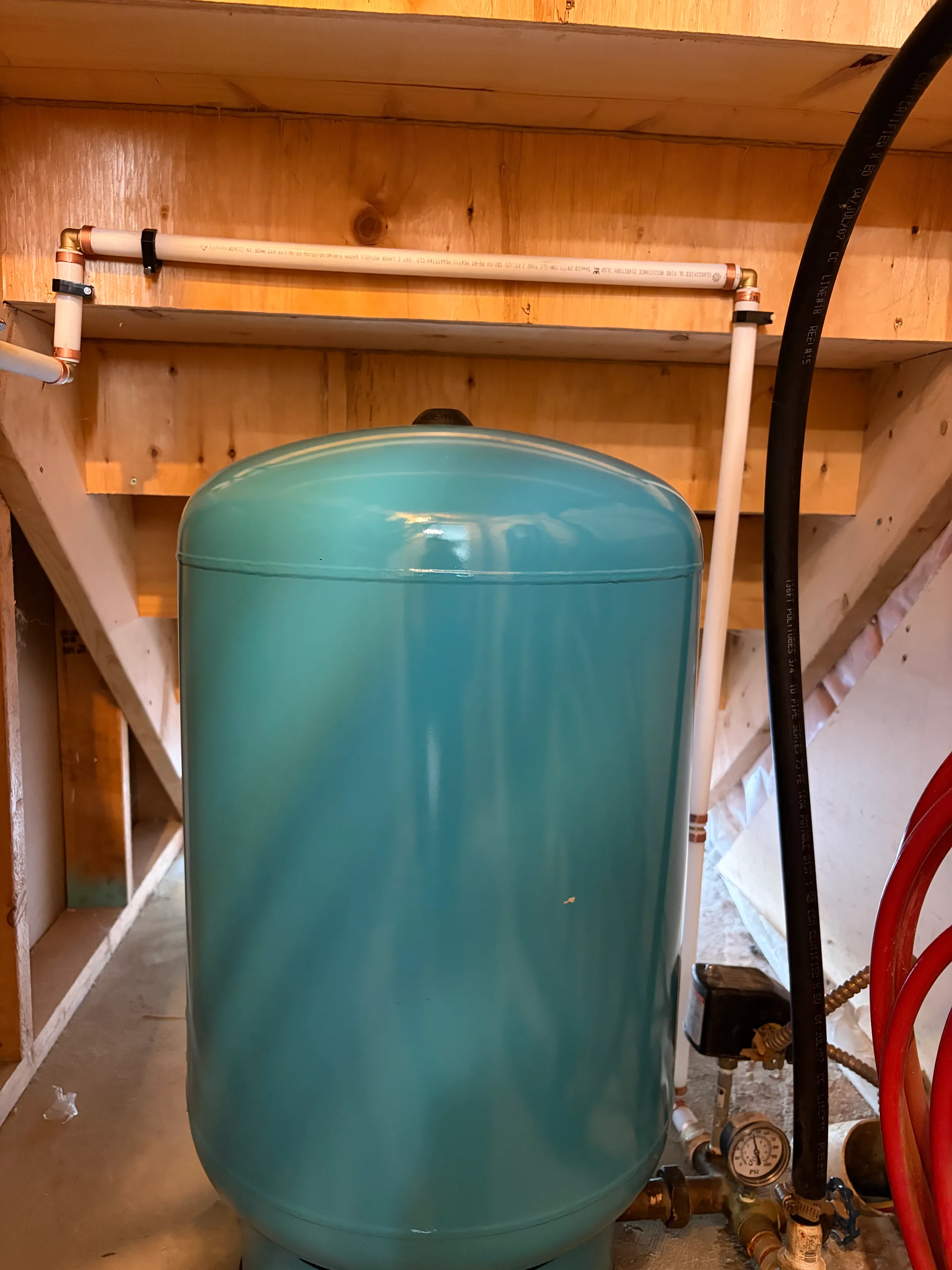Well water pressure tank system installation